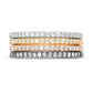 White Lab-Created Sapphire Stackable Band Set in Sterling Silver with Solid 18K Yellow and Rose GP and Black Rhodium - Size 7