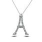 0.1 CT. T.W. Baguette and Round Natural Diamond Eiffel Tower Pendant in Sterling Silver