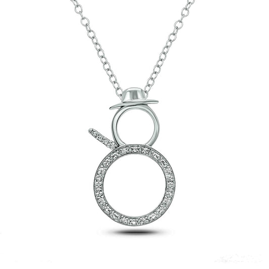 Natural Diamond Accent Snowman Pendant in Sterling Silver