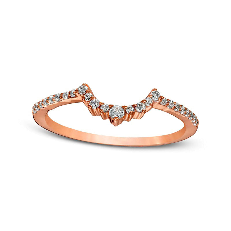 0.17 CT. T.W. Natural Diamond Contour Anniversary Band in Solid 10K Rose Gold