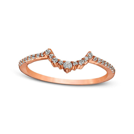 0.17 CT. T.W. Natural Diamond Contour Anniversary Band in Solid 10K Rose Gold