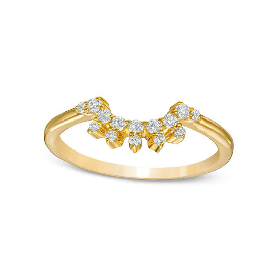 0.17 CT. T.W. Natural Diamond Sunburst Contour Anniversary Band in Solid 10K Yellow Gold