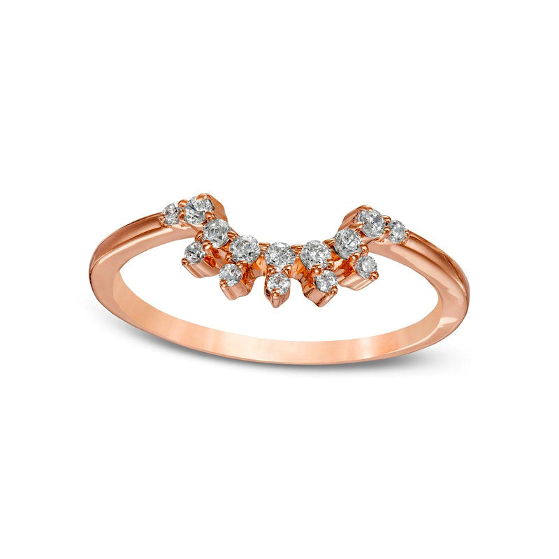 0.17 CT. T.W. Natural Diamond Sunburst Contour Anniversary Band in Solid 10K Rose Gold