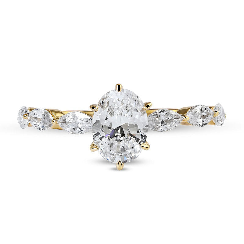 1.63 CT. T.W. Oval and Marquise Natural Diamond Engagement Ring in Solid 14K Gold