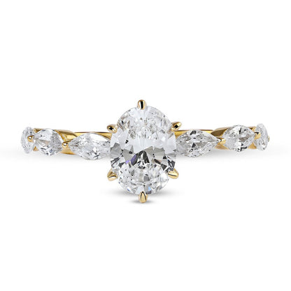 1.63 CT. T.W. Oval and Marquise Natural Diamond Engagement Ring in Solid 14K Gold
