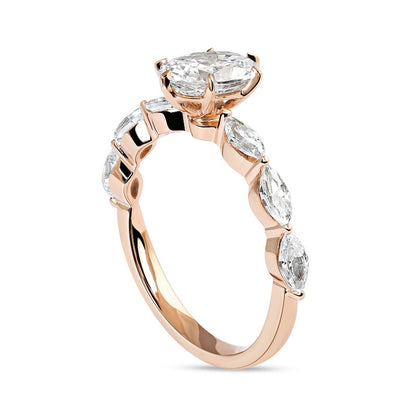 1.63 CT. T.W. Oval and Marquise Natural Diamond Engagement Ring in Solid 14K Rose Gold