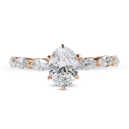 1.63 CT. T.W. Oval and Marquise Natural Diamond Engagement Ring in Solid 14K Rose Gold