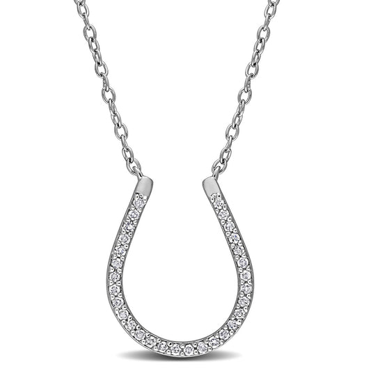 0.17 CT. T.W. Natural Diamond Horseshoe Necklace in Sterling Silver