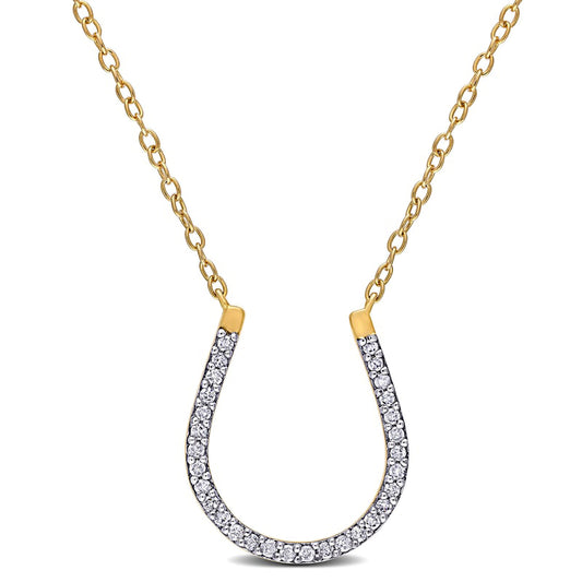 0.17 CT. T.W. Natural Diamond Horseshoe Necklace in Sterling Silver with Yellow Rhodium Plate