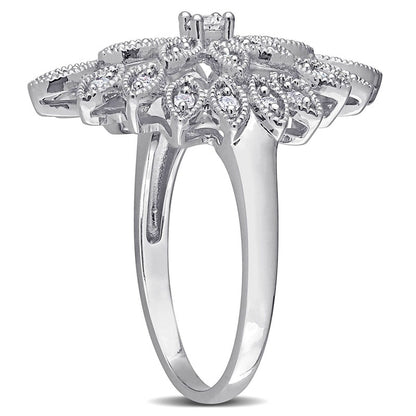 0.33 CT. T.W. Composite Natural Diamond Antique Vintage-Style Flower Ring in Sterling Silver