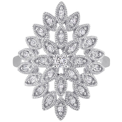 0.33 CT. T.W. Composite Natural Diamond Antique Vintage-Style Flower Ring in Sterling Silver
