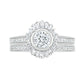 1.0 CT. T.W. Baguette and Round Natural Diamond Sunburst Frame Bridal Engagement Ring Set in Solid 10K White Gold