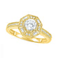 0.75 CT. T.W. Baguette and Round Natural Diamond Octagonal Frame Antique Vintage-Style Bridal Engagement Ring Set in Solid 10K Yellow Gold