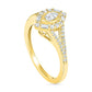 0.75 CT. T.W. Multi-Shape Natural Diamond Chevron Split Shank Bridal Engagement Ring Set in Solid 10K Yellow Gold