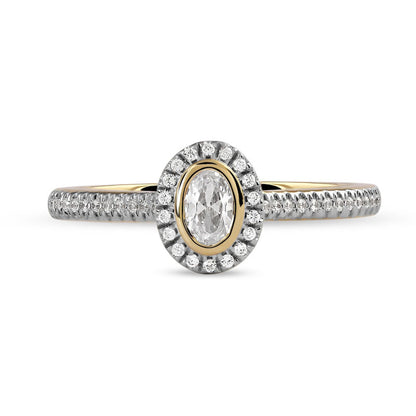 0.33 CT. T.W. Oval Natural Diamond Frame Engagement Ring in Solid 10K Yellow Gold (I/I1)