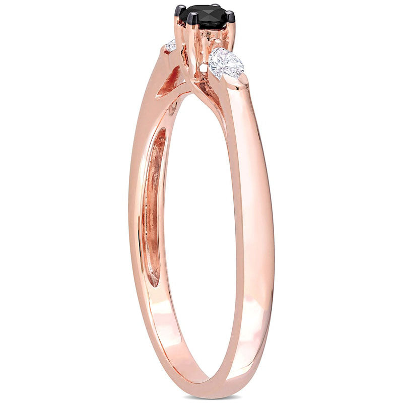 0.25 CT. T.W. Black Enhanced and White Natural Diamond Promise Ring in Solid 10K Rose Gold