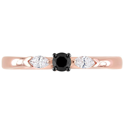 0.25 CT. T.W. Black Enhanced and White Natural Diamond Promise Ring in Solid 10K Rose Gold
