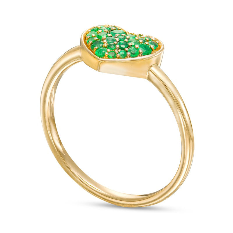 Emerald Cluster Heart Ring in Solid 10K Yellow Gold