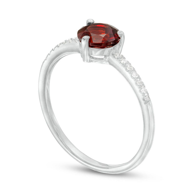 6.0mm Garnet and 0.10 CT. T.W. Natural Diamond Ring in Solid 10K White Gold