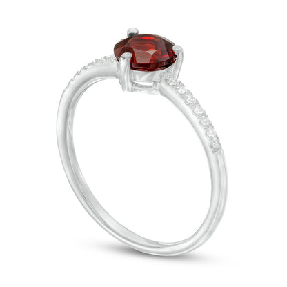 6.0mm Garnet and 0.10 CT. T.W. Natural Diamond Ring in Solid 10K White Gold