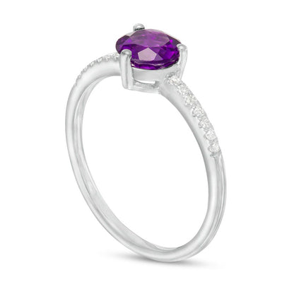 6.0mm Amethyst and 0.10 CT. T.W. Natural Diamond Ring in Solid 10K White Gold