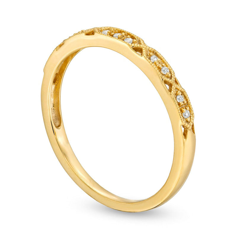 0.05 CT. T.W. Natural Diamond Antique Vintage-Style Stackable Anniversary Band in Solid 10K Yellow Gold