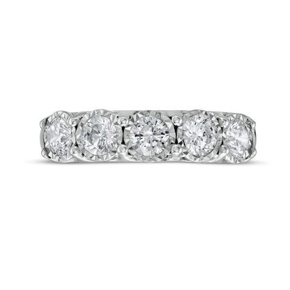 1.0 CT. T.W. Natural Diamond Five Stone Anniversary Band in Solid 10K White Gold