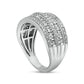 0.50 CT. T.W. Baguette and Round Natural Diamond Antique Vintage-Style Multi-Row Anniversary Band in Solid 10K White Gold