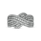 0.63 CT. T.W. Natural Diamond Multi-Row Crossover Anniversary Band in Solid 10K White Gold