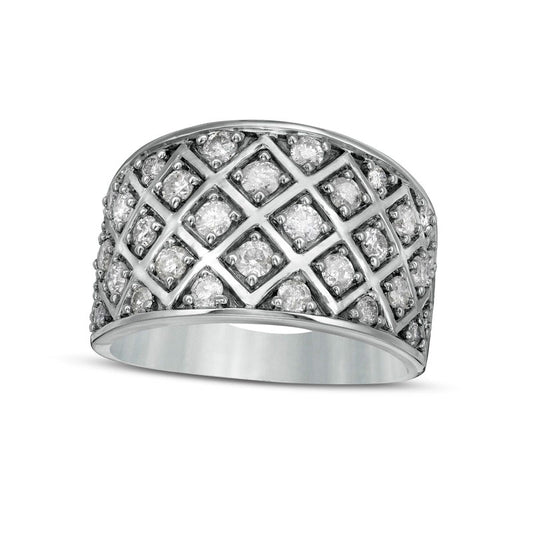 1.0 CT. T.W. Natural Diamond Quilt Anniversary Band in Sterling Silver