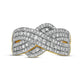 0.63 CT. T.W. Natural Diamond Multi-Row Crossover Anniversary Band in Solid 10K Yellow Gold
