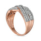 0.63 CT. T.W. Natural Diamond Multi-Row Crossover Anniversary Band in Solid 10K Rose Gold