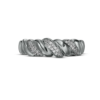 0.13 CT. T.W. Natural Diamond Twist Anniversary Band in Sterling Silver