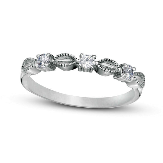 0.17 CT. T.W. Natural Diamond Antique Vintage-Style Alternating Anniversary Band in Sterling Silver