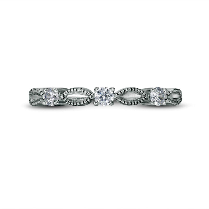 0.17 CT. T.W. Natural Diamond Antique Vintage-Style Alternating Anniversary Band in Sterling Silver