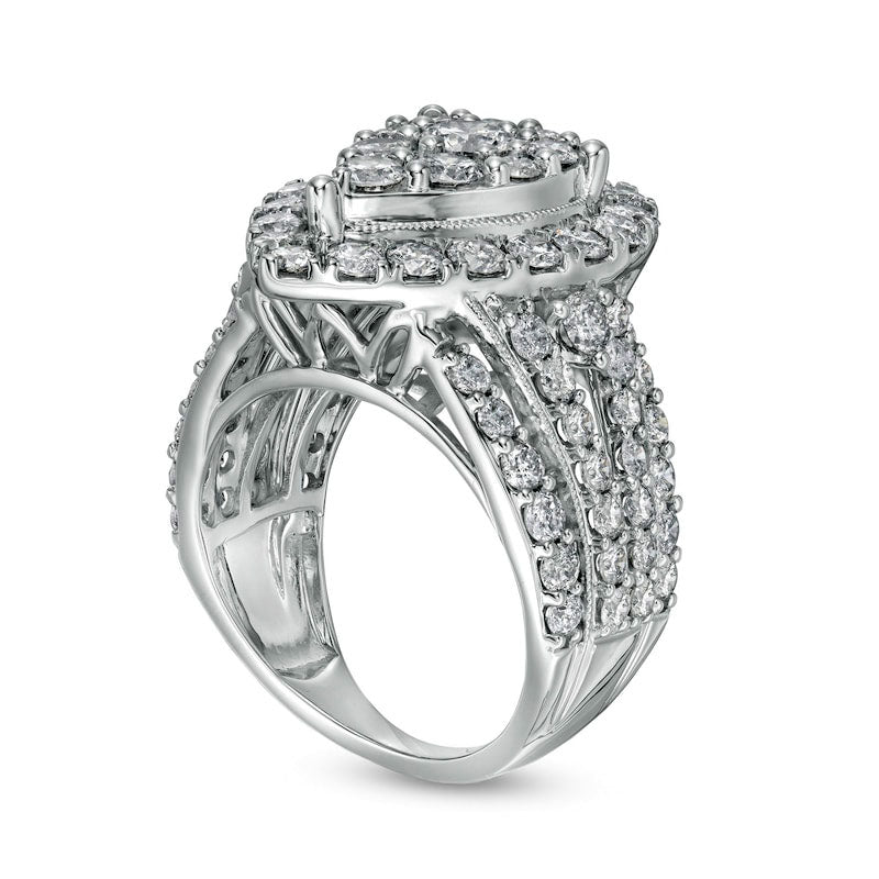 4 CT. T.W. Composite Pear-Shaped Natural Diamond Frame Antique Vintage-Style Engagement Ring in Solid 10K White Gold