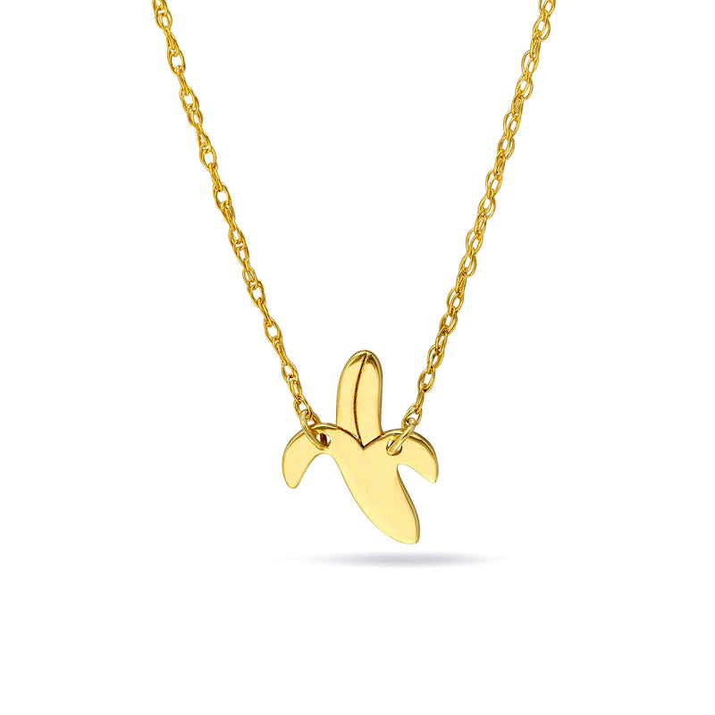 Mini Peeled Banana Necklace in 14K Gold