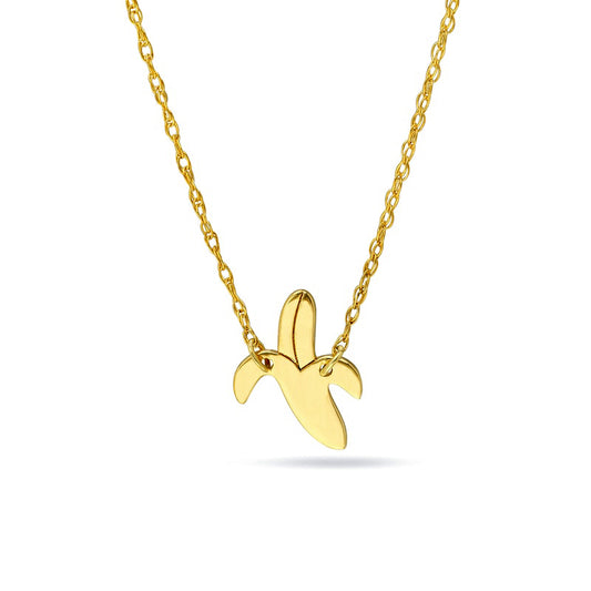 Mini Peeled Banana Necklace in 14K Gold