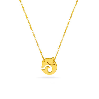 Mini Dolphin Necklace in 14K Gold