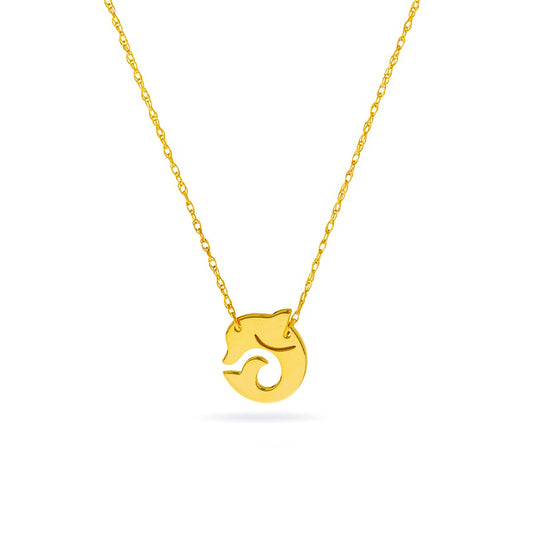 Mini Dolphin Necklace in 14K Gold