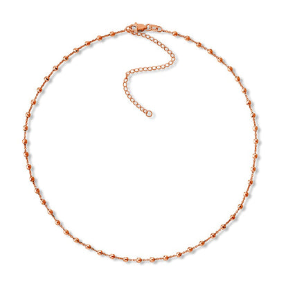 Natural Diamond-Cut Bead Station Necklace in 14K Rose Gold - 16"