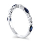 Marquise Blue Sapphire and Natural Diamond Accent Duo Alternating "XO" Stackable Ring in Solid 10K White Gold