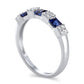 Princes-Cut Blue Sapphire and 0.17 CT. T.W. Natural Diamond Quad Three Stone Alternating Ring in Solid 10K White Gold