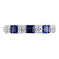 Princes-Cut Blue Sapphire and 0.17 CT. T.W. Natural Diamond Quad Three Stone Alternating Ring in Solid 10K White Gold