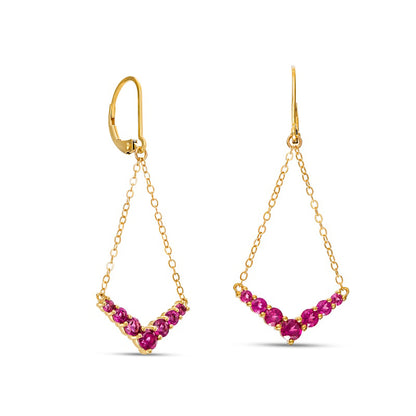 Rhodolite Graduated Chevron Pendulum Drop Earrings in 10K Gold
