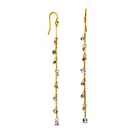 4.0mm Faceted White Lab-Created Sapphire Dangle Station Linear Chain Drop Earrings in 18K Gold Over Silver