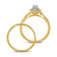 0.50 CT. T.W. Pear-Shaped Natural Diamond Double Frame Multi-Row Bridal Engagement Ring Set in Solid 10K Yellow Gold
