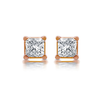 0.2 CT. T.W. Princess-Cut Diamond Solitaire Stud Earrings in 14K Rose Gold (J/I3)