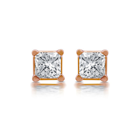 0.2 CT. T.W. Princess-Cut Diamond Solitaire Stud Earrings in 14K Rose Gold (J/I3)