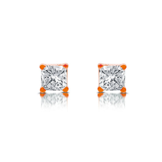 0.38 CT. T.W. Princess-Cut Diamond Solitaire Stud Earrings in 14K Rose Gold (J/I3)